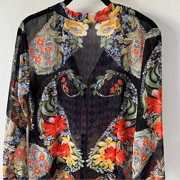 CABI Floral Button Down Front Shirt Collared Long Sleeves Size Small - Picture 10 of 15